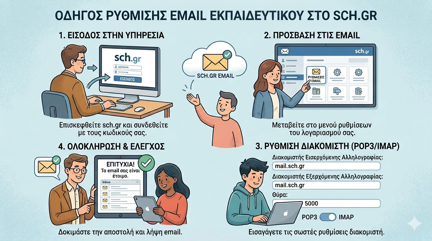 Ρύθμιση Email ΠΣΔ (sch.gr) σε κινητό μέσω Gmail – Πλήρης οδηγός